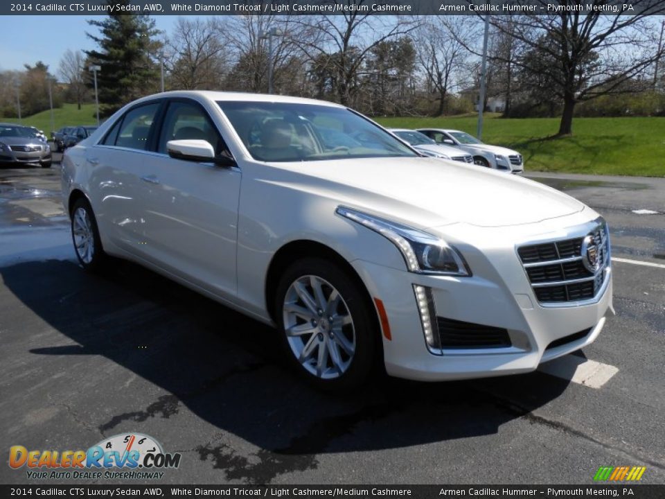 2014 Cadillac CTS Luxury Sedan AWD White Diamond Tricoat / Light Cashmere/Medium Cashmere Photo #3