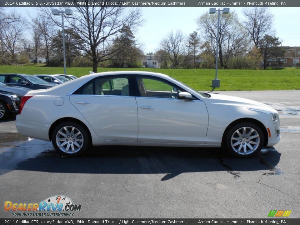 2014 Cadillac CTS Luxury Sedan AWD White Diamond Tricoat / Light Cashmere/Medium Cashmere Photo #4