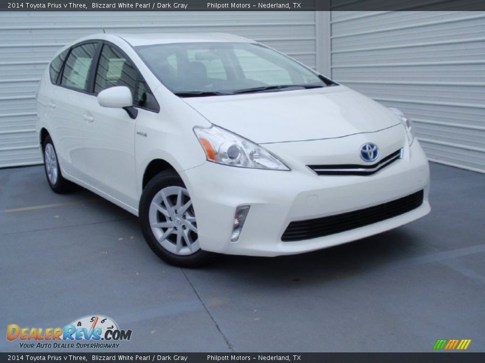 2014 Toyota Prius v Three Blizzard White Pearl / Dark Gray Photo #2