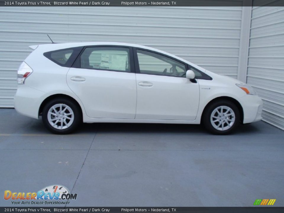 2014 Toyota Prius v Three Blizzard White Pearl / Dark Gray Photo #3