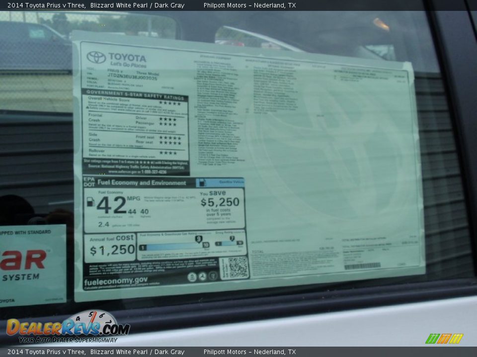 2014 Toyota Prius v Three Blizzard White Pearl / Dark Gray Photo #31