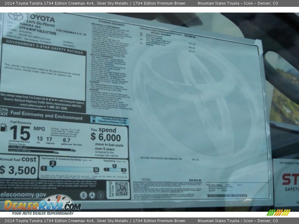 2014 Toyota Tundra 1794 Edition Crewmax 4x4 Silver Sky Metallic / 1794 Edition Premium Brown Photo #13