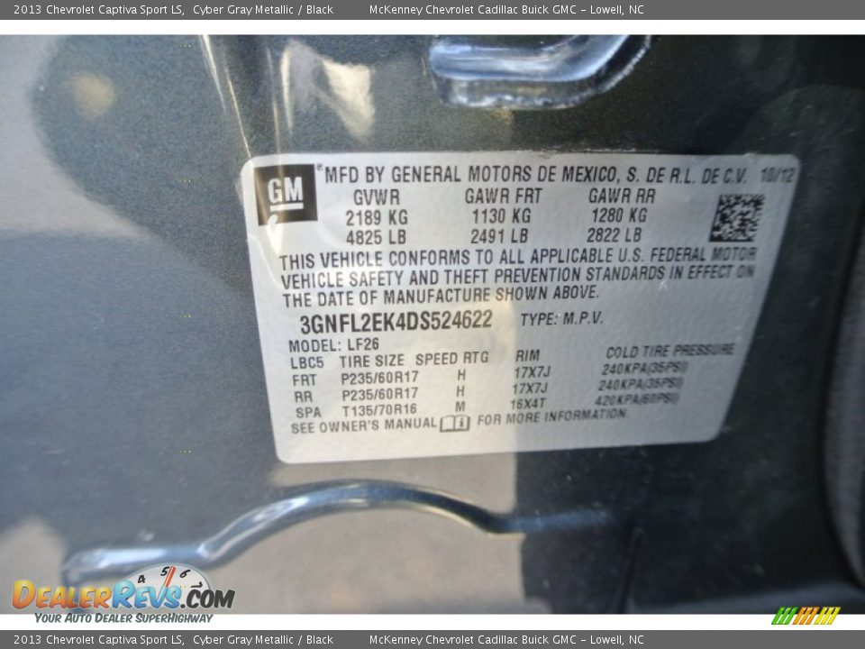 2013 Chevrolet Captiva Sport LS Cyber Gray Metallic / Black Photo #7