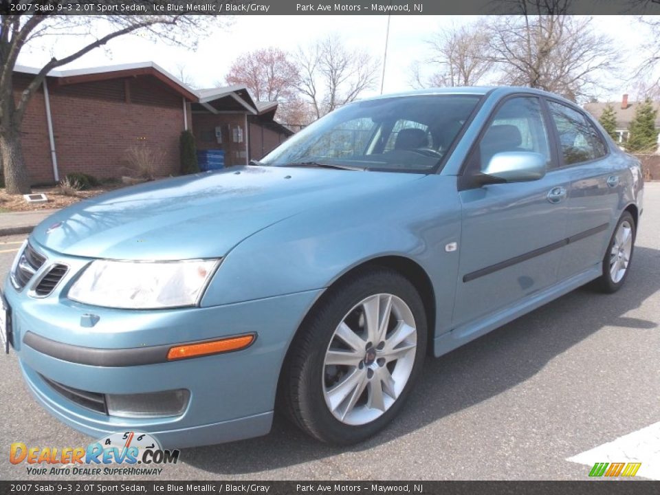 2007 Saab 9-3 2.0T Sport Sedan Ice Blue Metallic / Black/Gray Photo #1