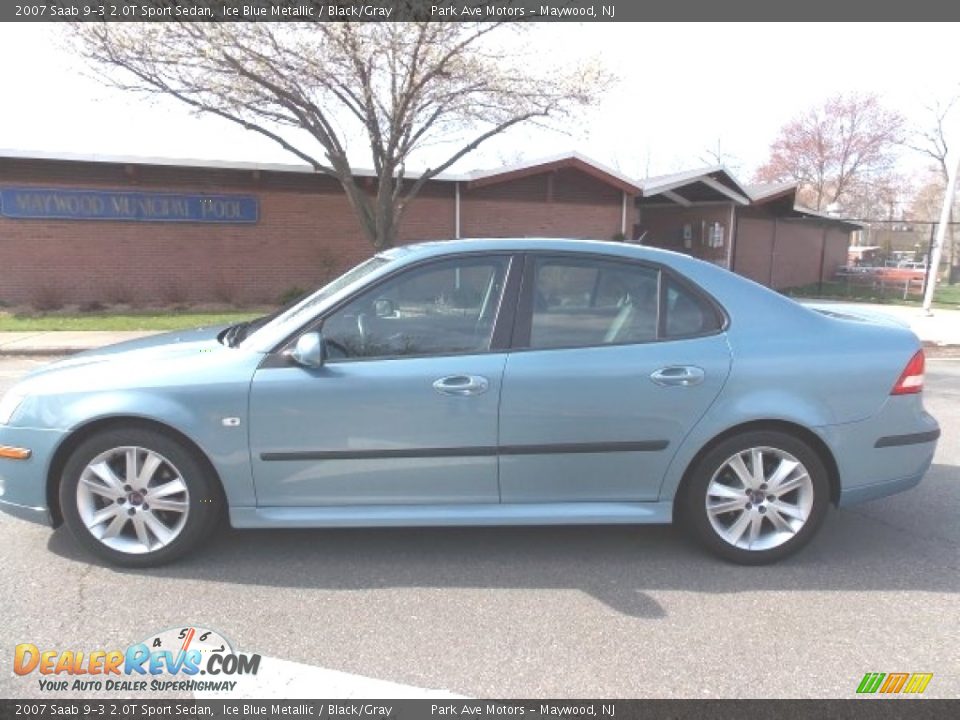 2007 Saab 9-3 2.0T Sport Sedan Ice Blue Metallic / Black/Gray Photo #2