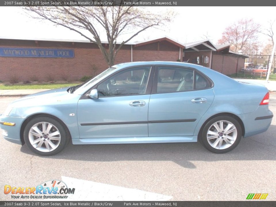 2007 Saab 9-3 2.0T Sport Sedan Ice Blue Metallic / Black/Gray Photo #3
