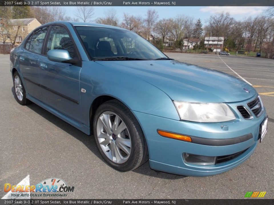 2007 Saab 9-3 2.0T Sport Sedan Ice Blue Metallic / Black/Gray Photo #8