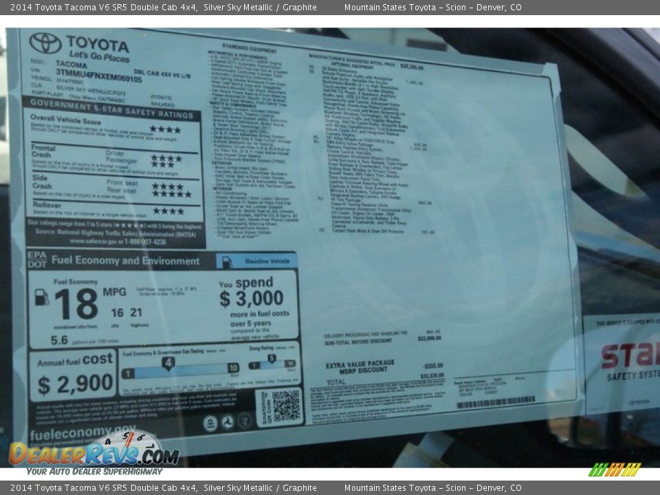 2014 Toyota Tacoma V6 SR5 Double Cab 4x4 Silver Sky Metallic / Graphite Photo #10