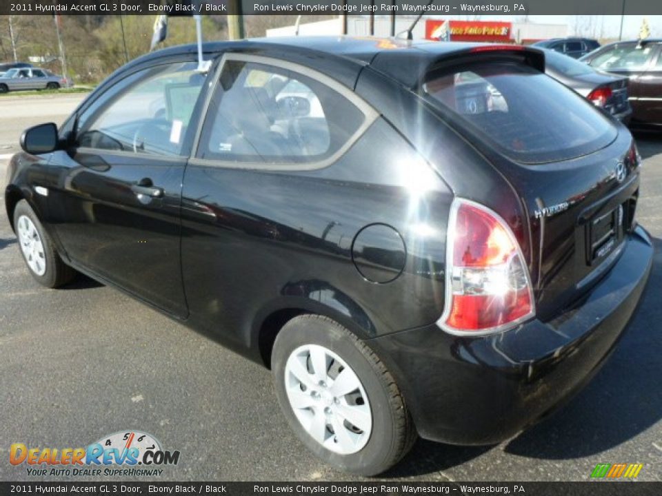 2011 Hyundai Accent GL 3 Door Ebony Black / Black Photo #3