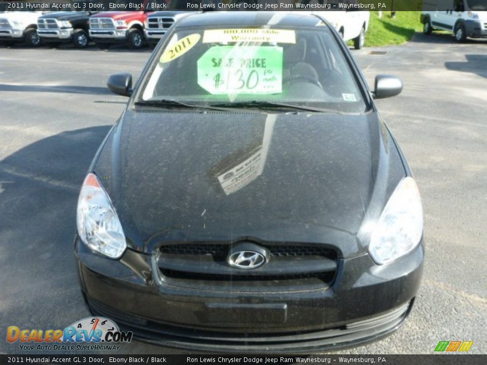 2011 Hyundai Accent GL 3 Door Ebony Black / Black Photo #9