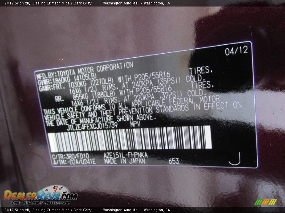 2012 Scion xB Sizzling Crimson Mica / Dark Gray Photo #19