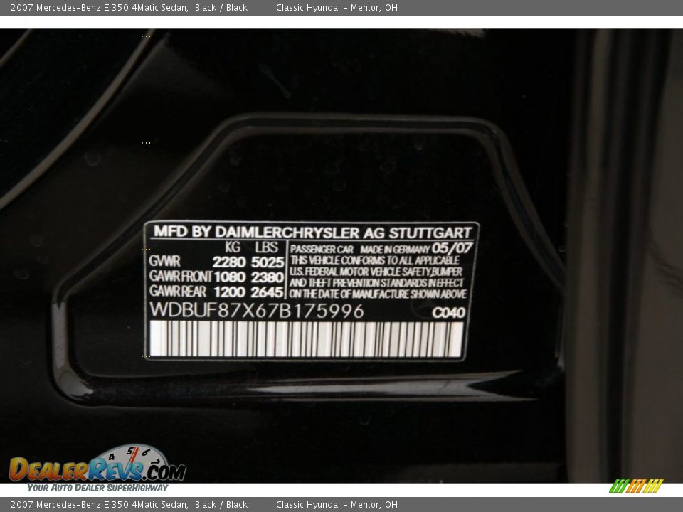2007 Mercedes-Benz E 350 4Matic Sedan Black / Black Photo #20