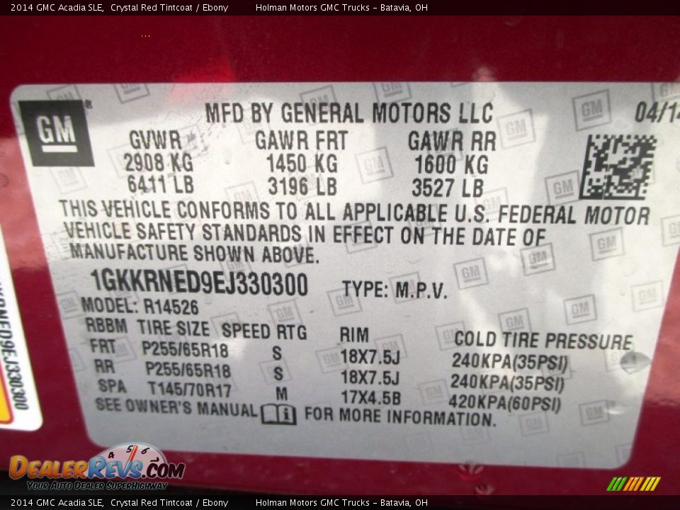 2014 GMC Acadia SLE Crystal Red Tintcoat / Ebony Photo #4