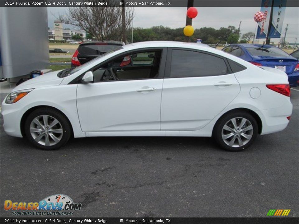 2014 Hyundai Accent GLS 4 Door Century White / Beige Photo #3
