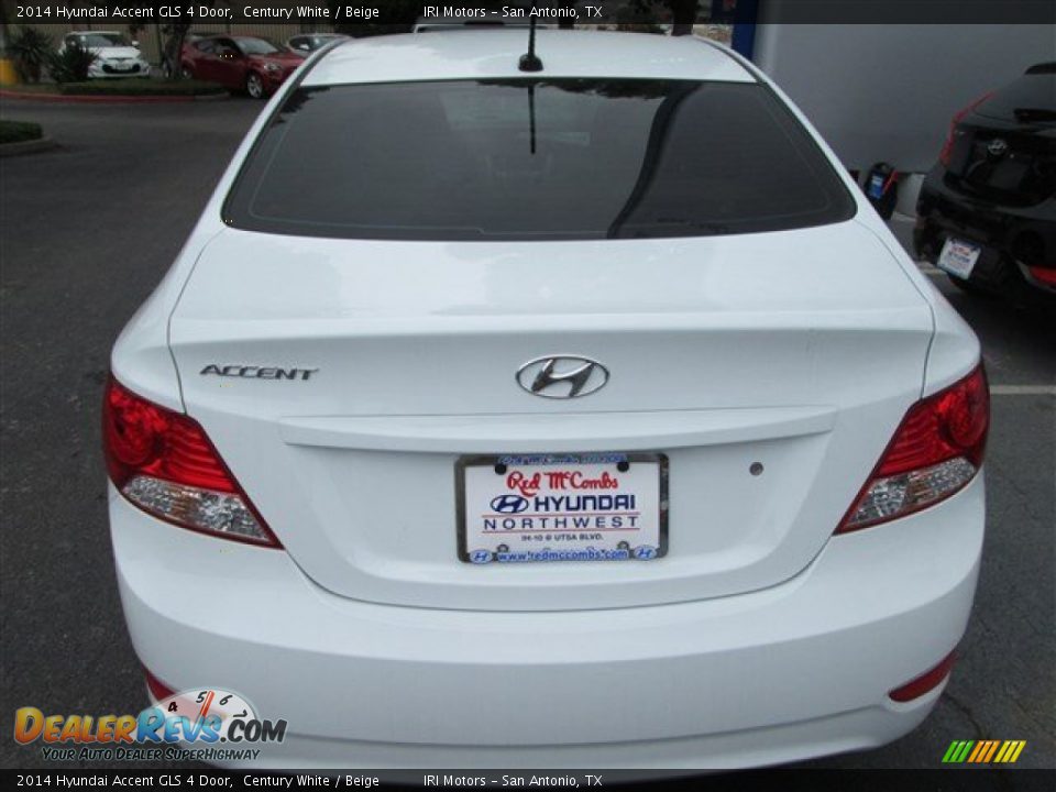 2014 Hyundai Accent GLS 4 Door Century White / Beige Photo #5