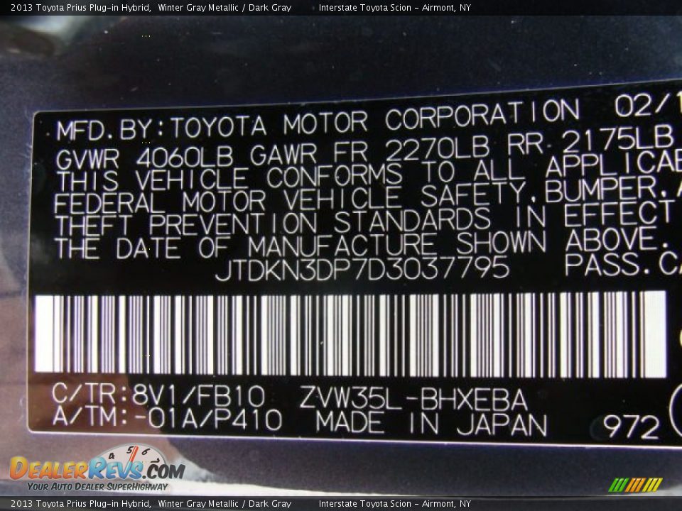 2013 Toyota Prius Plug-in Hybrid Winter Gray Metallic / Dark Gray Photo #26