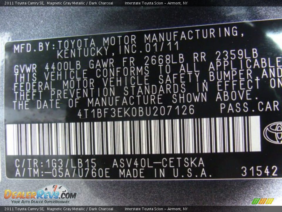 2011 Toyota Camry SE Magnetic Gray Metallic / Dark Charcoal Photo #26