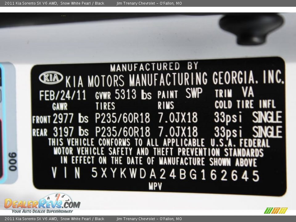 2011 Kia Sorento SX V6 AWD Snow White Pearl / Black Photo #17