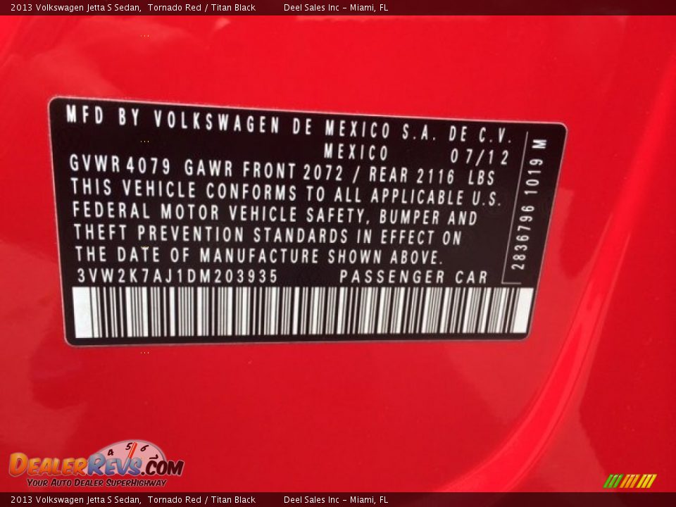 2013 Volkswagen Jetta S Sedan Tornado Red / Titan Black Photo #14