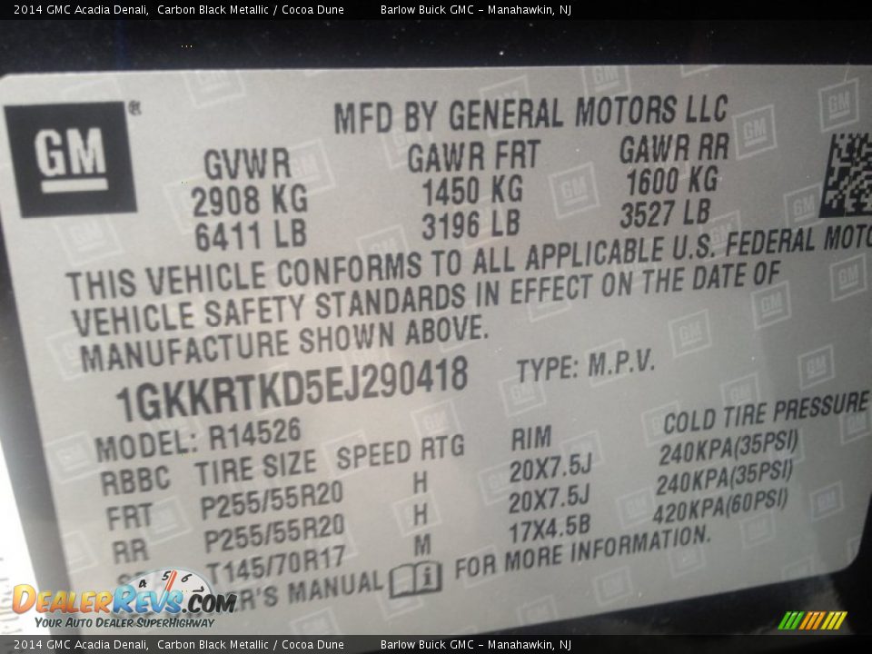 2014 GMC Acadia Denali Carbon Black Metallic / Cocoa Dune Photo #9