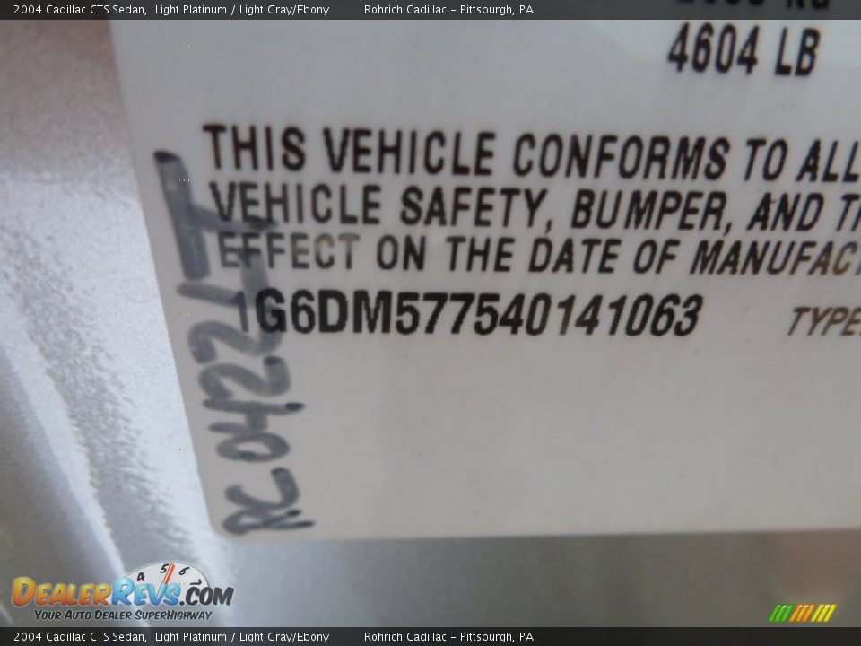 2004 Cadillac CTS Sedan Light Platinum / Light Gray/Ebony Photo #25