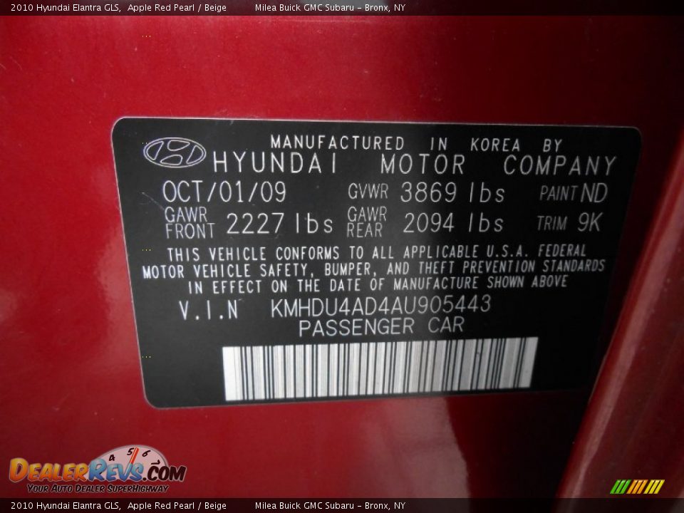 2010 Hyundai Elantra GLS Apple Red Pearl / Beige Photo #16