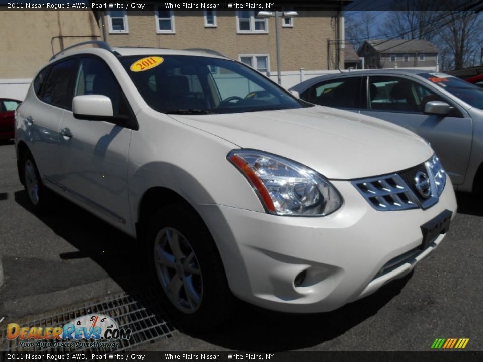 2011 Nissan Rogue S AWD Pearl White / Gray Photo #1