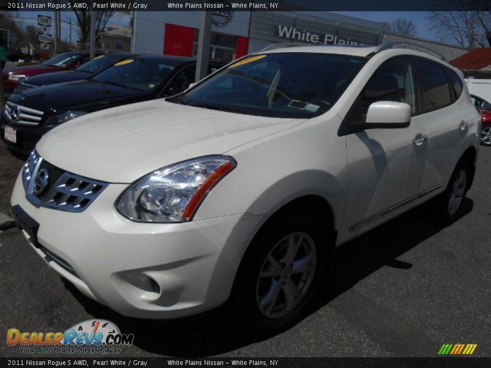 2011 Nissan Rogue S AWD Pearl White / Gray Photo #6