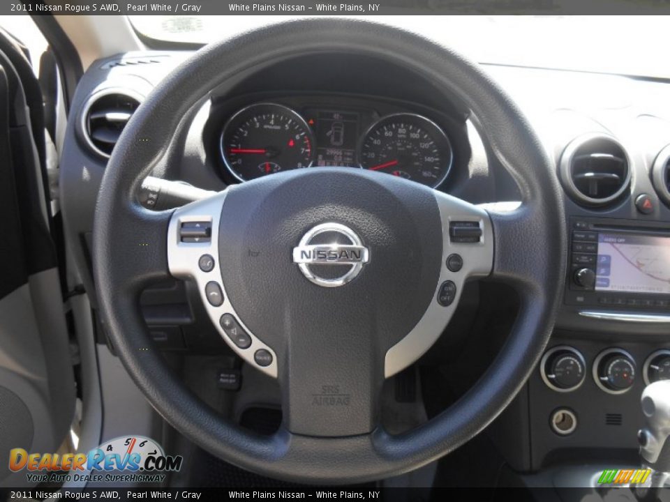 2011 Nissan Rogue S AWD Pearl White / Gray Photo #16