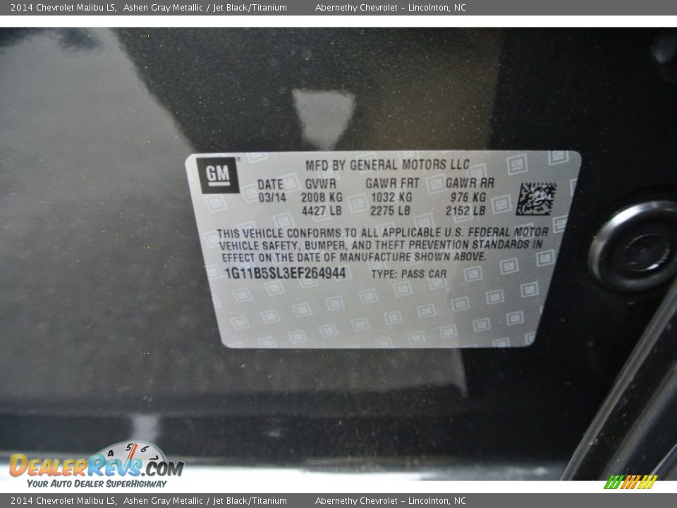 2014 Chevrolet Malibu LS Ashen Gray Metallic / Jet Black/Titanium Photo #7