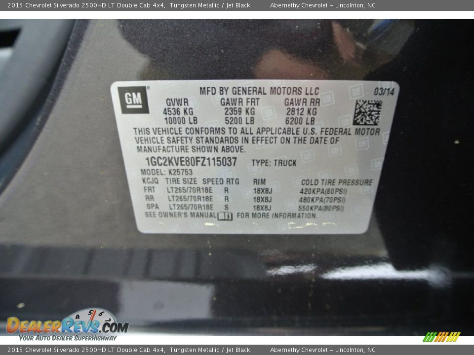 2015 Chevrolet Silverado 2500HD LT Double Cab 4x4 Tungsten Metallic / Jet Black Photo #7