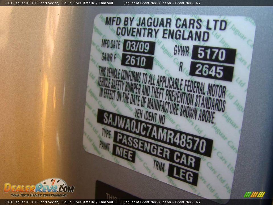 2010 Jaguar XF XFR Sport Sedan Liquid Silver Metallic / Charcoal Photo #29