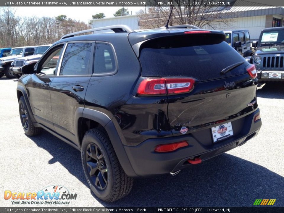 2014 Jeep Cherokee Trailhawk 4x4 Brilliant Black Crystal Pearl / Morocco - Black Photo #4