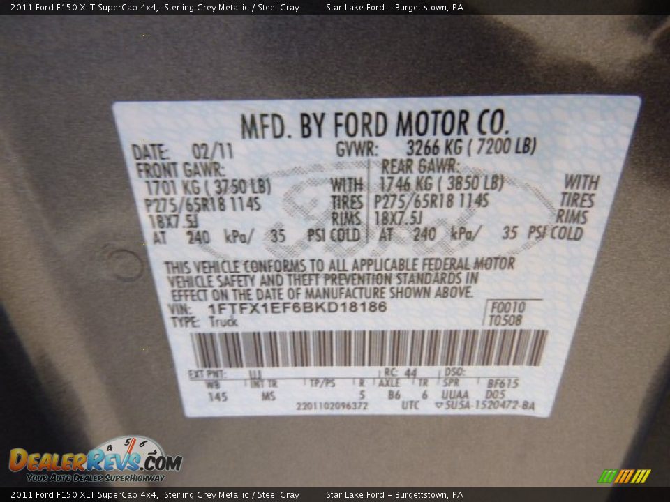 2011 Ford F150 XLT SuperCab 4x4 Sterling Grey Metallic / Steel Gray Photo #20
