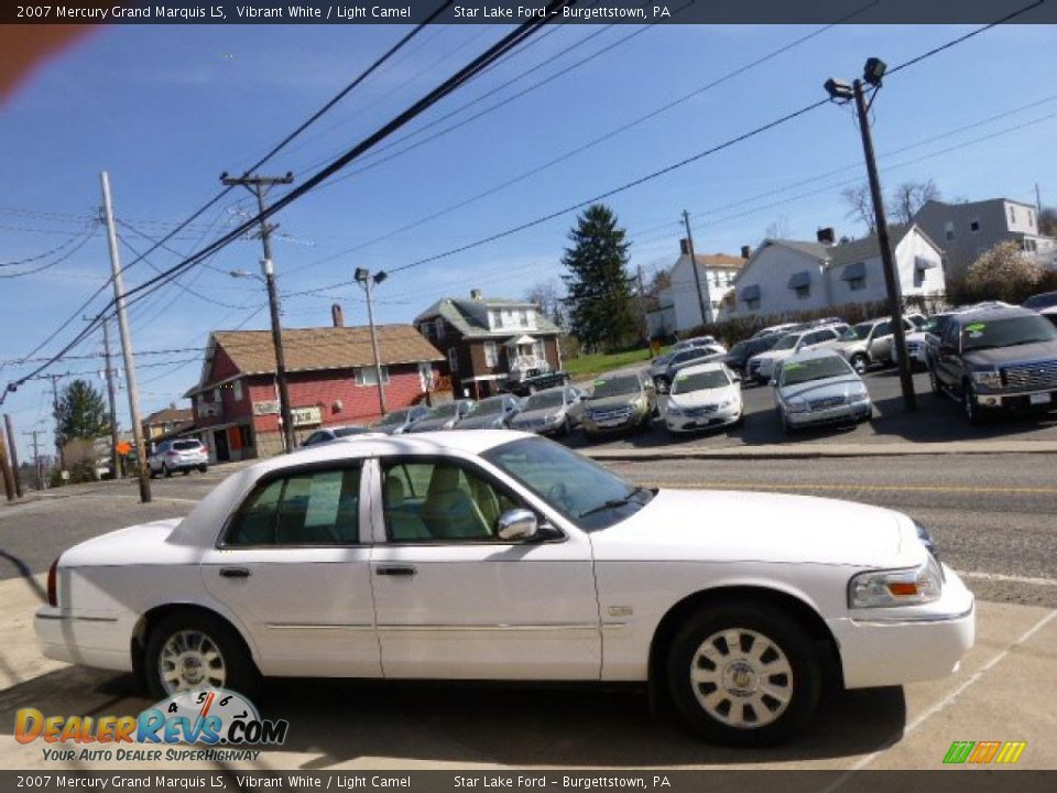 2007 Mercury Grand Marquis LS Vibrant White / Light Camel Photo #4