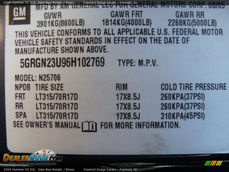 2006 Hummer H2 SUV Slate Blue Metallic / Ebony Photo #25