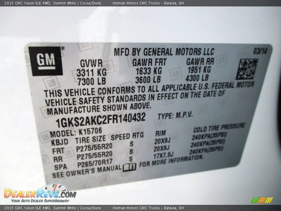 2015 GMC Yukon SLE 4WD Summit White / Cocoa/Dune Photo #4