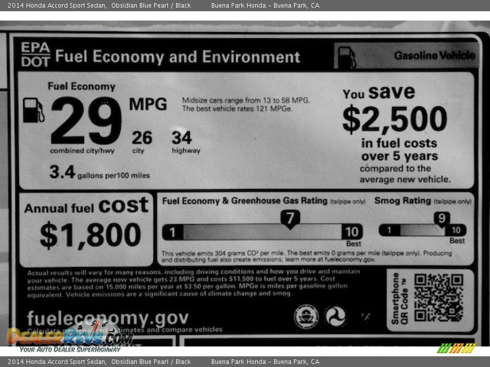 2014 Honda Accord Sport Sedan Obsidian Blue Pearl / Black Photo #19