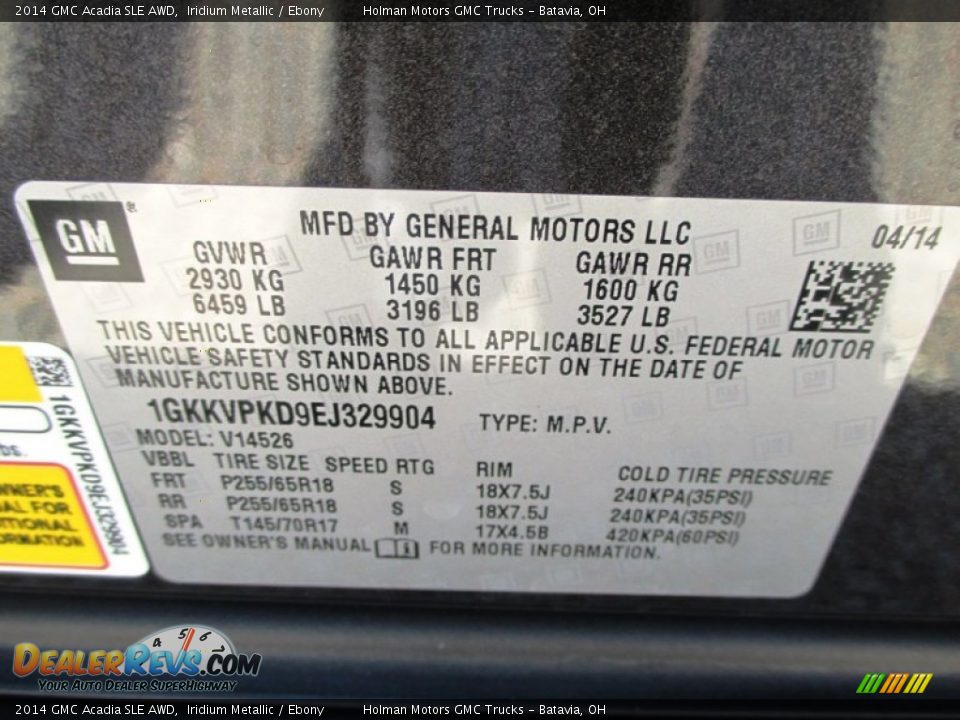 2014 GMC Acadia SLE AWD Iridium Metallic / Ebony Photo #4