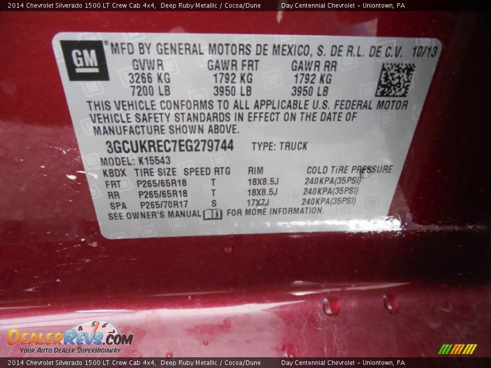 2014 Chevrolet Silverado 1500 LT Crew Cab 4x4 Deep Ruby Metallic / Cocoa/Dune Photo #19