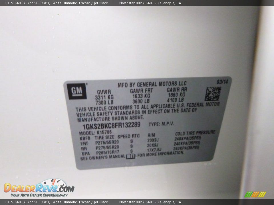 2015 GMC Yukon SLT 4WD White Diamond Tricoat / Jet Black Photo #21