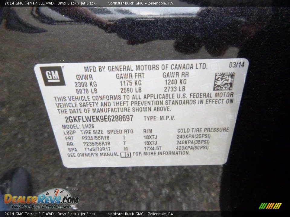 2014 GMC Terrain SLE AWD Onyx Black / Jet Black Photo #19