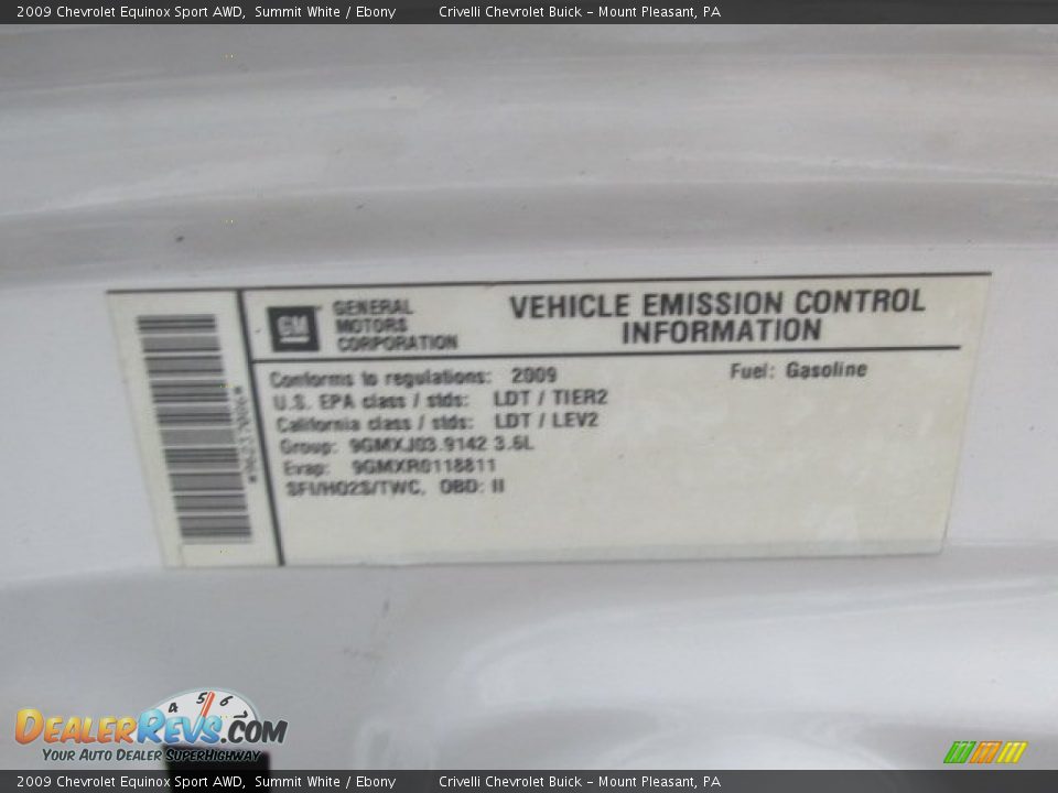 2009 Chevrolet Equinox Sport AWD Summit White / Ebony Photo #14