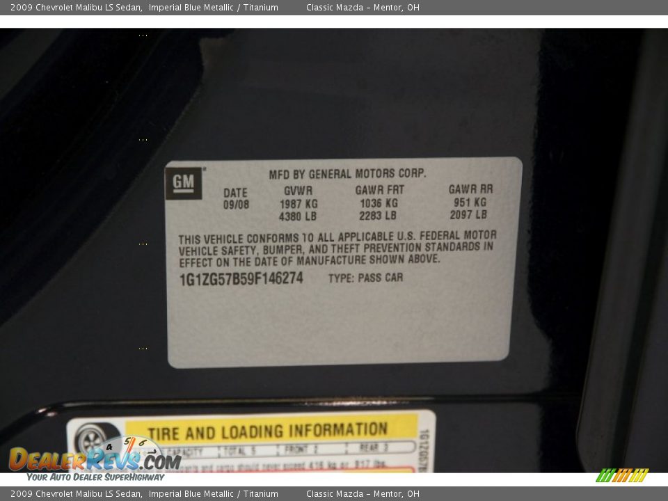 2009 Chevrolet Malibu LS Sedan Imperial Blue Metallic / Titanium Photo #25