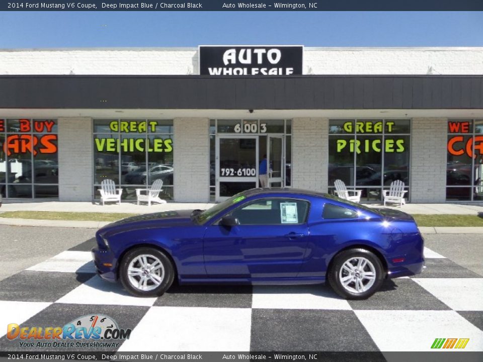 2014 Ford Mustang V6 Coupe Deep Impact Blue / Charcoal Black Photo #1