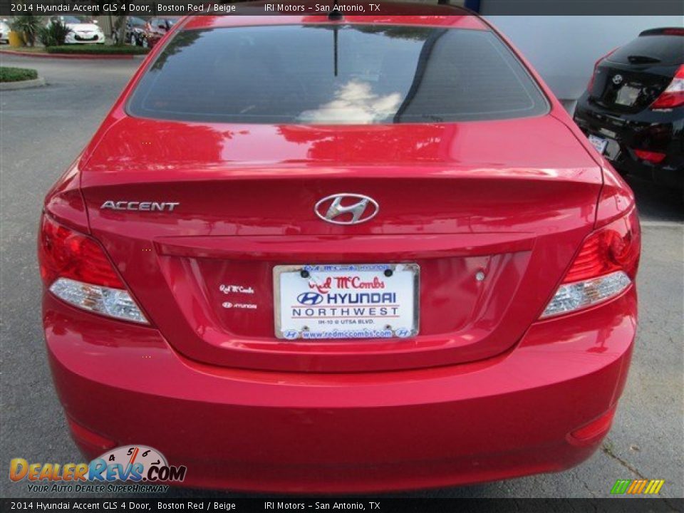2014 Hyundai Accent GLS 4 Door Boston Red / Beige Photo #5