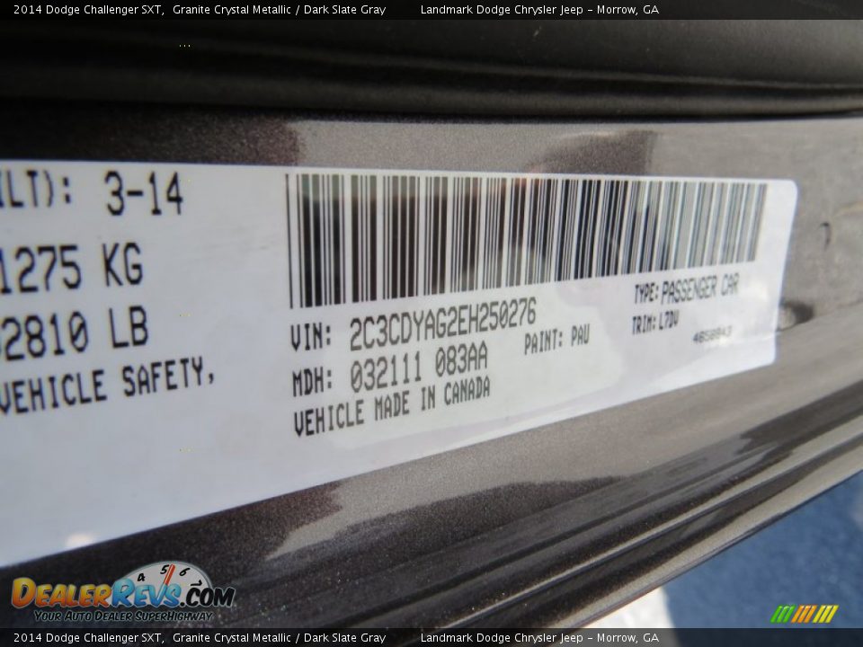 2014 Dodge Challenger SXT Granite Crystal Metallic / Dark Slate Gray Photo #9