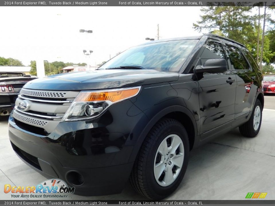 2014 Ford Explorer FWD Tuxedo Black / Medium Light Stone Photo #1
