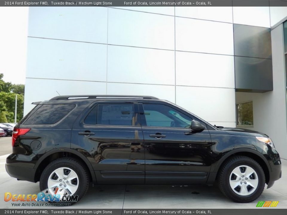2014 Ford Explorer FWD Tuxedo Black / Medium Light Stone Photo #3