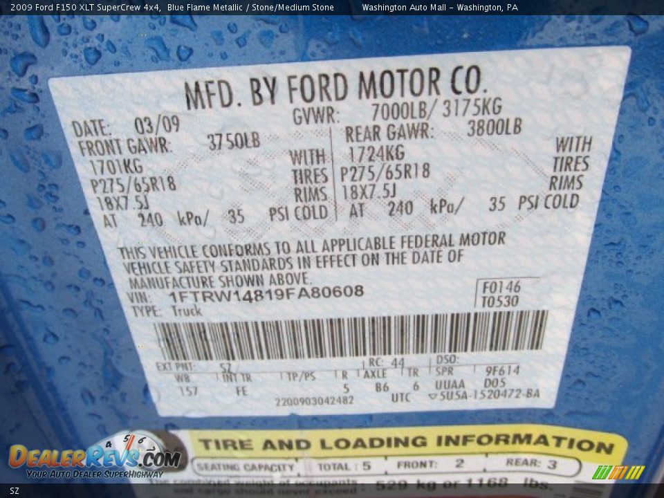 Ford Color Code SZ Blue Flame Metallic